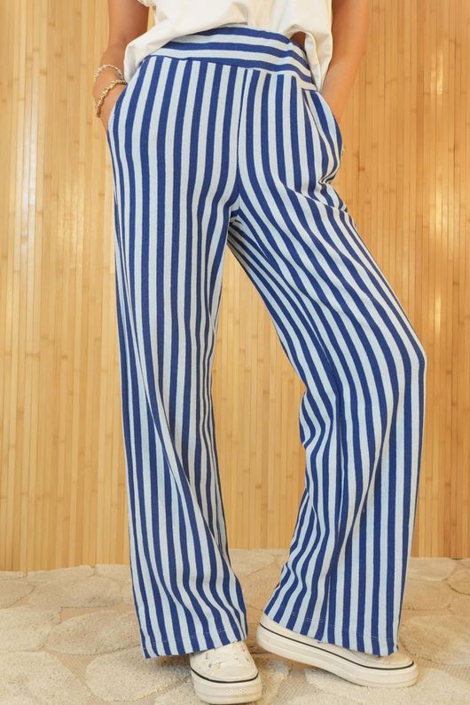 Shoreditch Stripe Lounge Flare Trouser Iceberg & Navy /5=